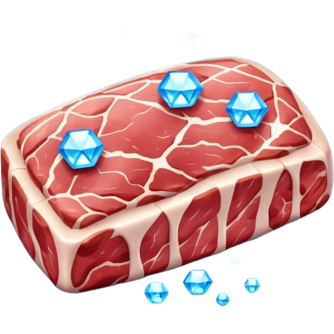 Meat with diamond textur and blue color emoji