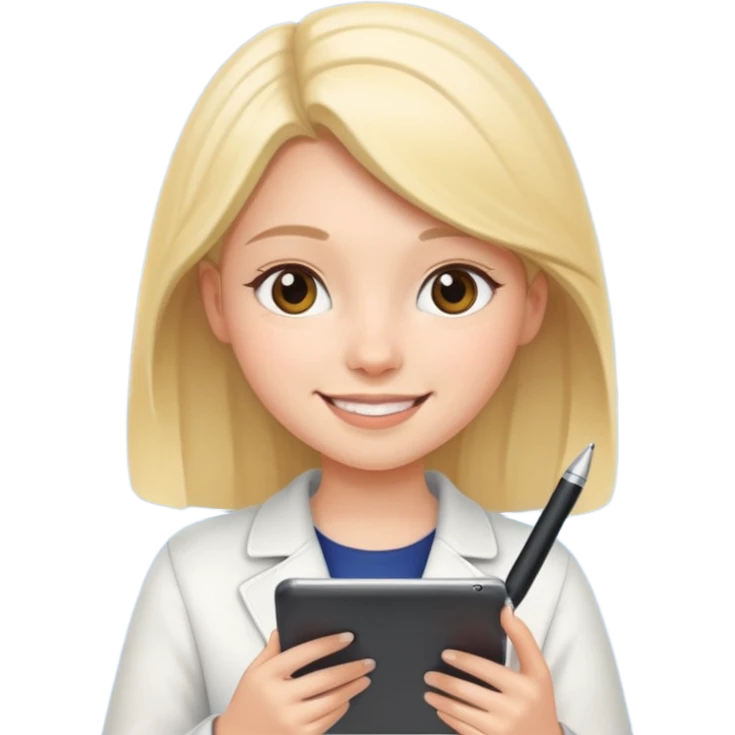 girl taking notes in tablet emoji