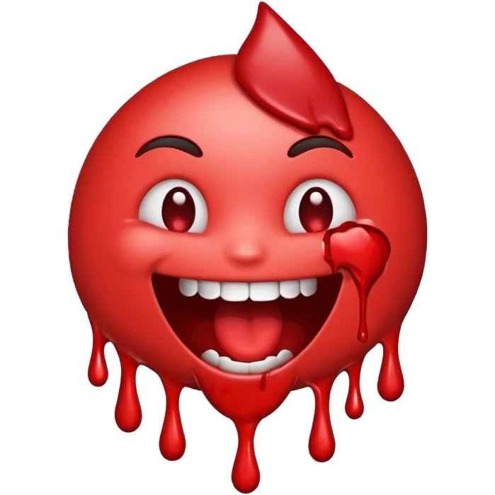 An emoji smiling open mouth with blood on mouth leaking out  emoji