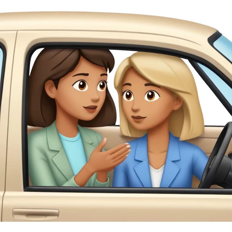 woman leaning talking to person in parked car with window down emoji