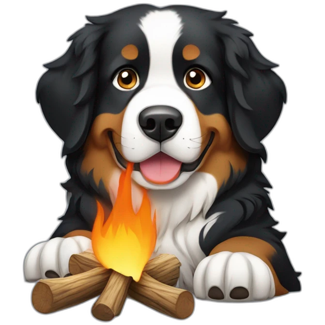 Bernese mountain dog camping emoji
