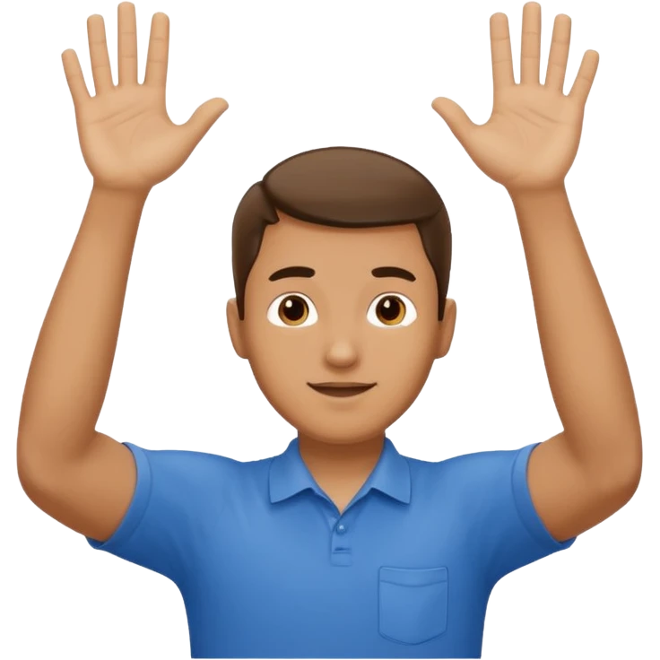 man with hand raised to volunteer emoji