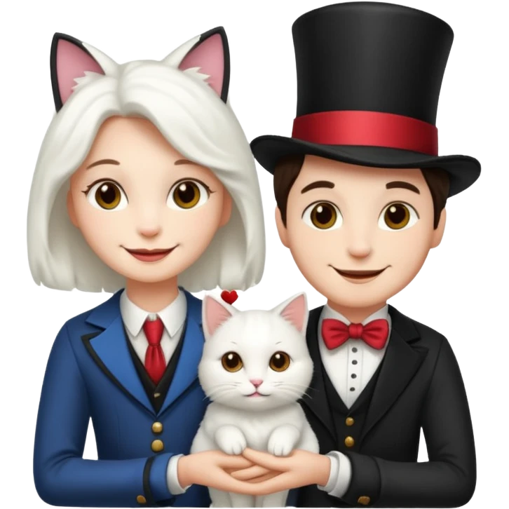 magician couple and their pet cat emoji
