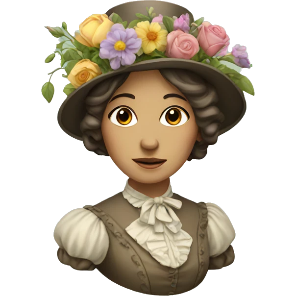 victorian lady  with flowers emoji