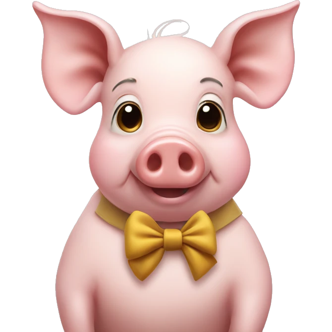 pig wearing a bow and making peace sign  emoji