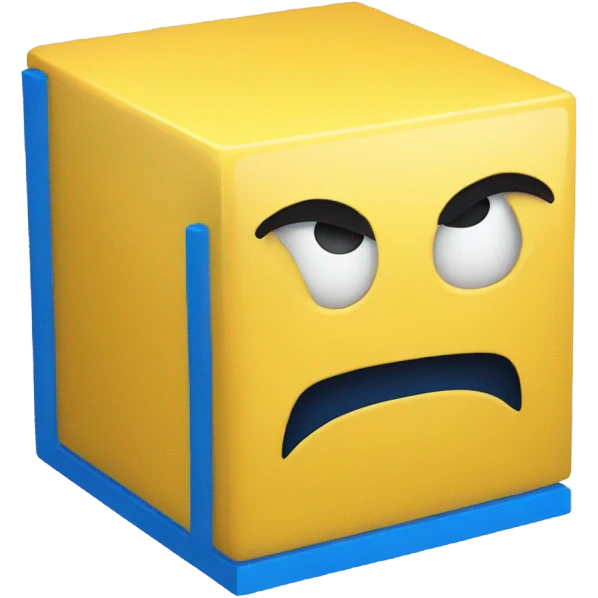Yellow cube with a blue line mouth emoji