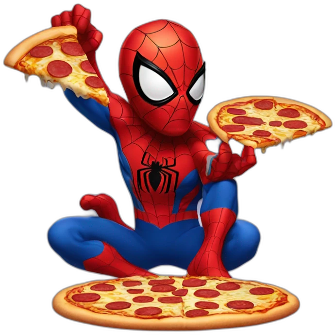 spiderman eating pizza emoji