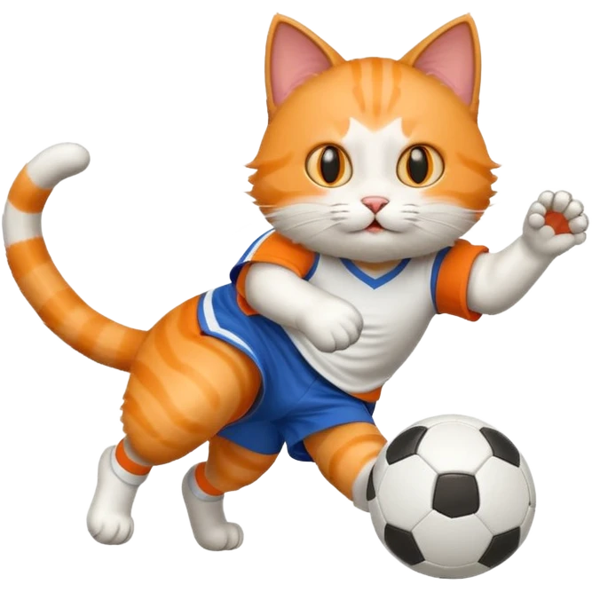 A cat kicking a soccer ball emoji