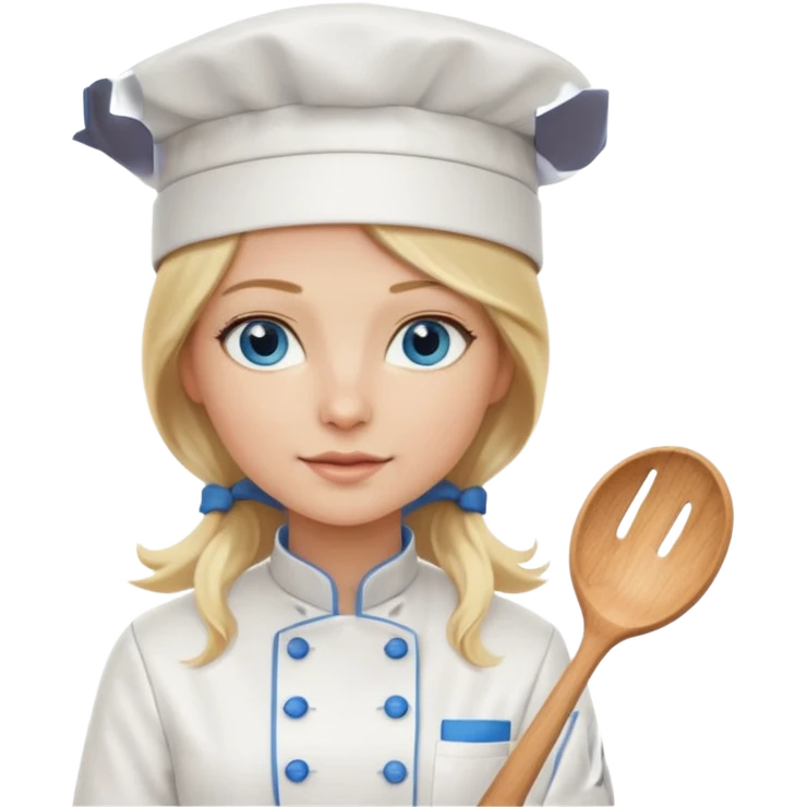 Long Blonde hair blue eyed female chef emoji