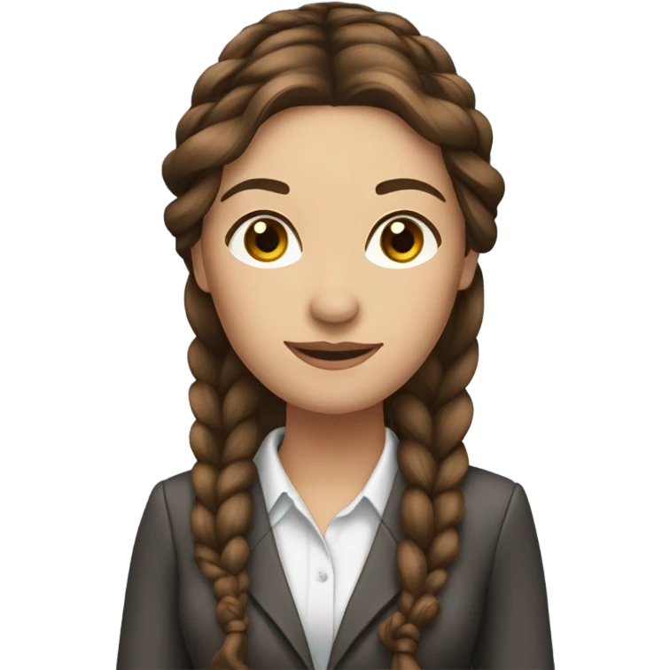 business woman long straight brown hair braid emoji