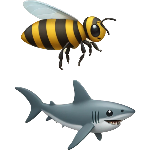 bee with shark tail emoji