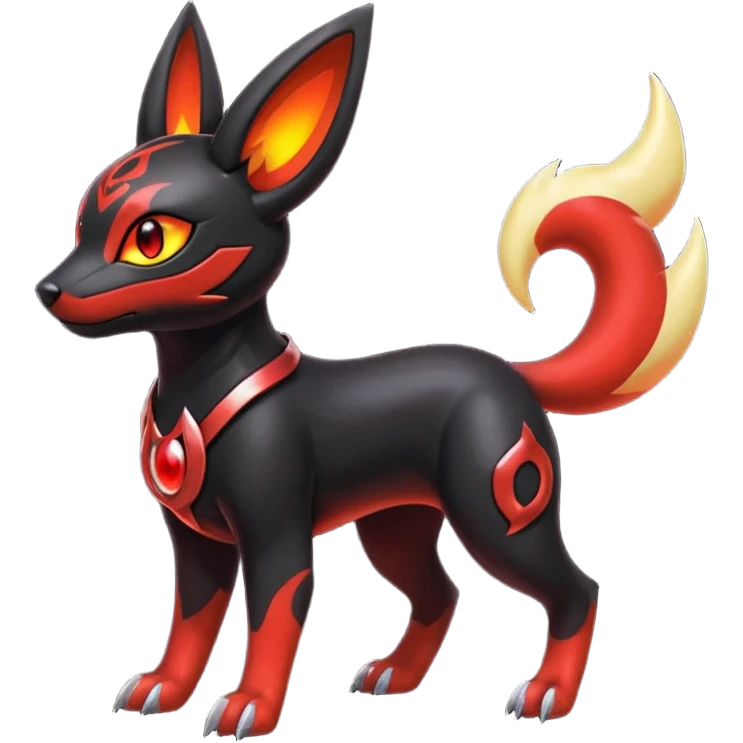 Shiny Gothic Exotic Futuristic Umbreon-Houndoom-Genesect-Torracat-Pokémon-Fakémon-hybrid-creature emoji