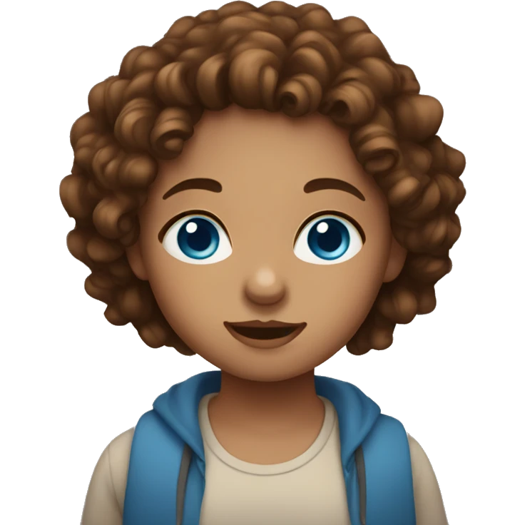 Girl with blue eyes and brown curly hair emoji