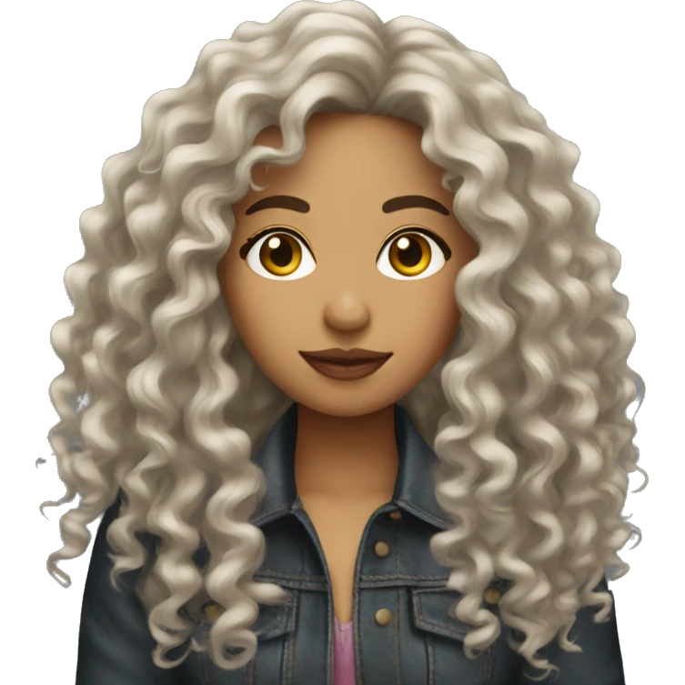 Latina photographer long curly hair emoji
