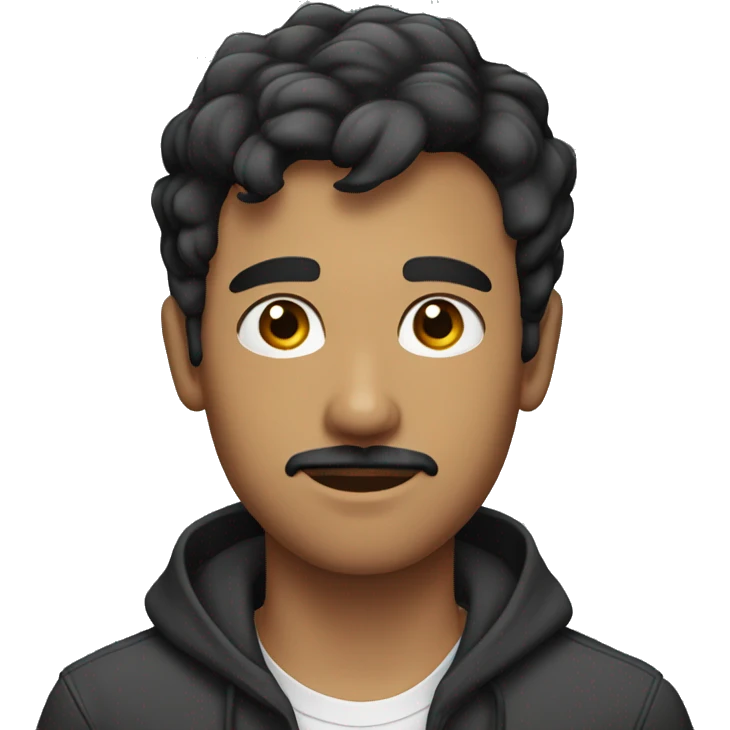 22 years old boy with short facial hair and a mustache with medium dark hair emoji