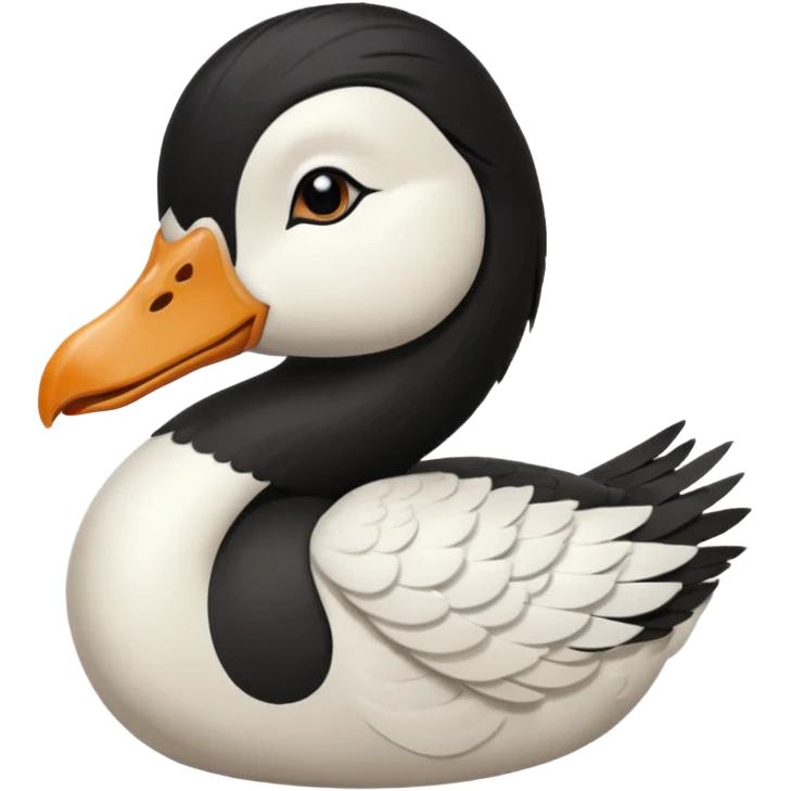 goose with long black hair and swoop bangs emoji