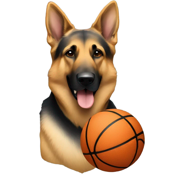 German shepherd with basketball emoji