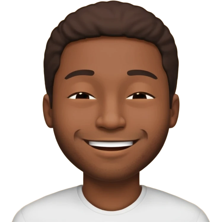 a black dude with a smile so big it reaches his ears emoji
