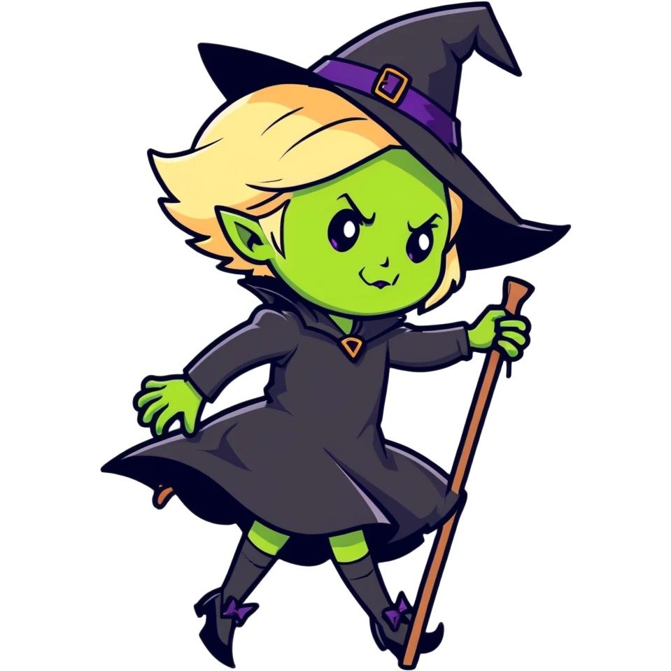Green wicked witch with short blonde hair emoji