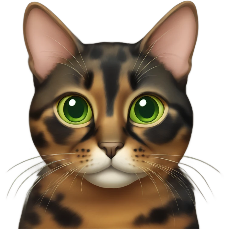 tortoiseshell cat with big green eyes emoji