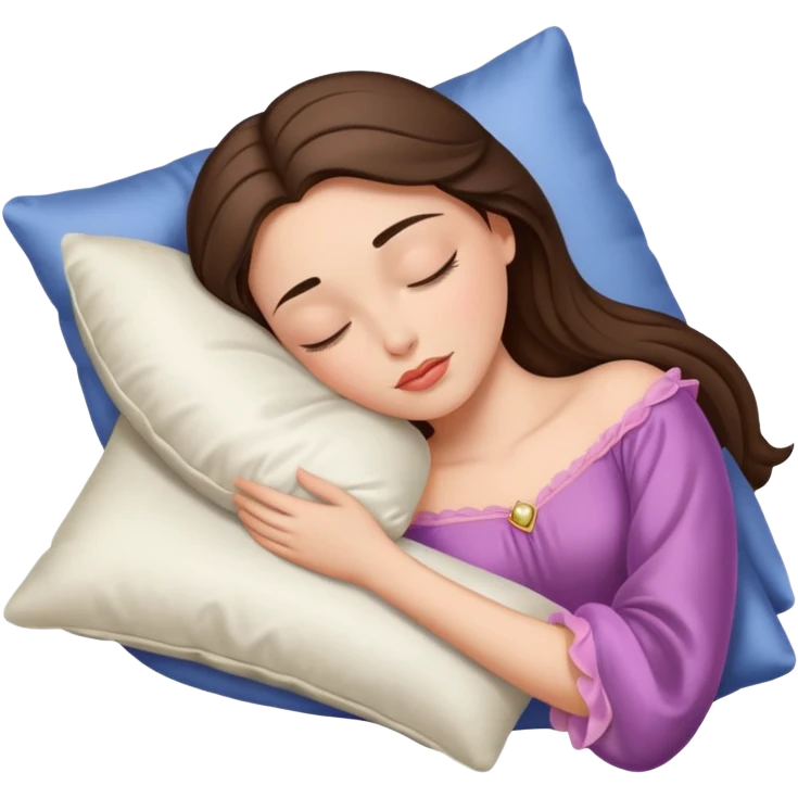 sleeping beauty brunette white girl with a silk pillow emoji