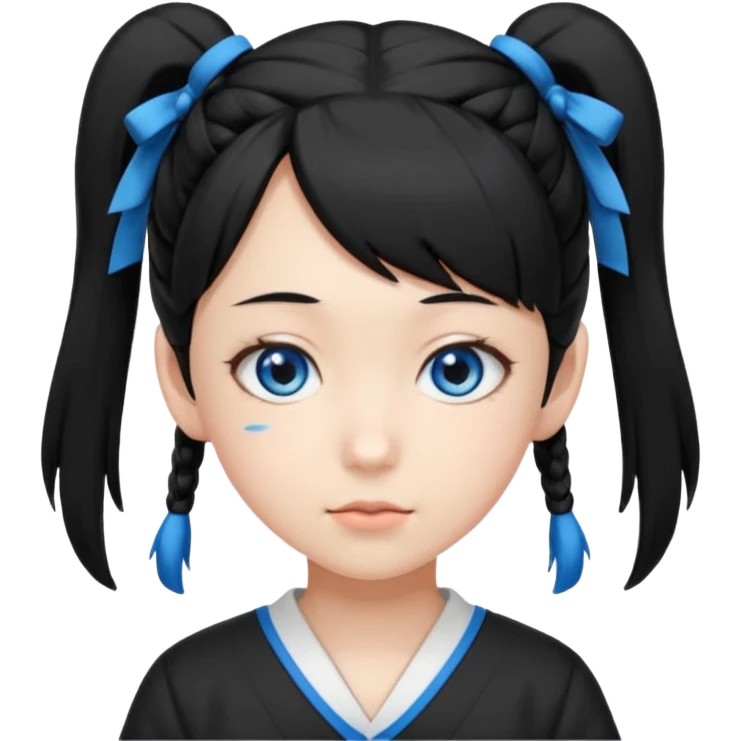 japanese schoolgirl with black twintails and blue eyes emoji