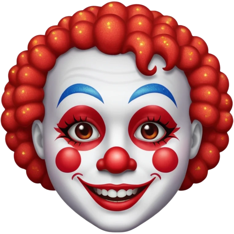 red glitter clown emoji