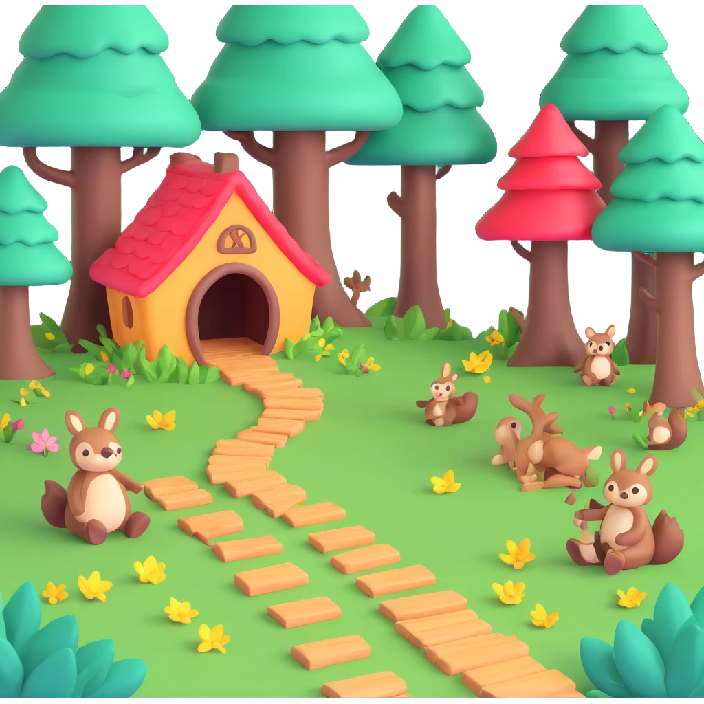 enchanted forest scene with glowing plants and whimsical trees emoji