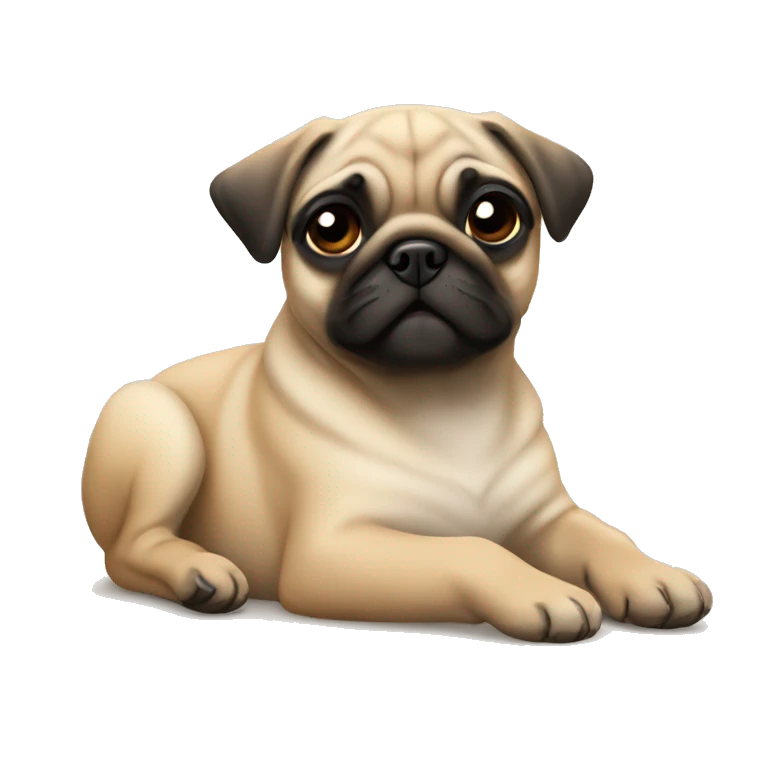 Fawn pug puppy laying emoji
