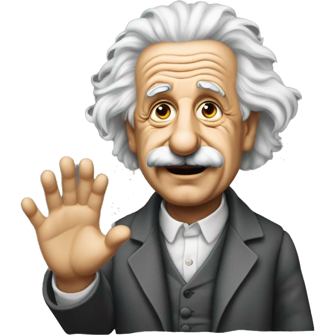 abert einstein vawes with hand emoji