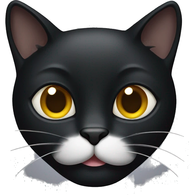 Black cat with white patch corner mouth emoji