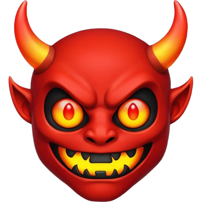 A red demon that is LED and black and is glowing emoji