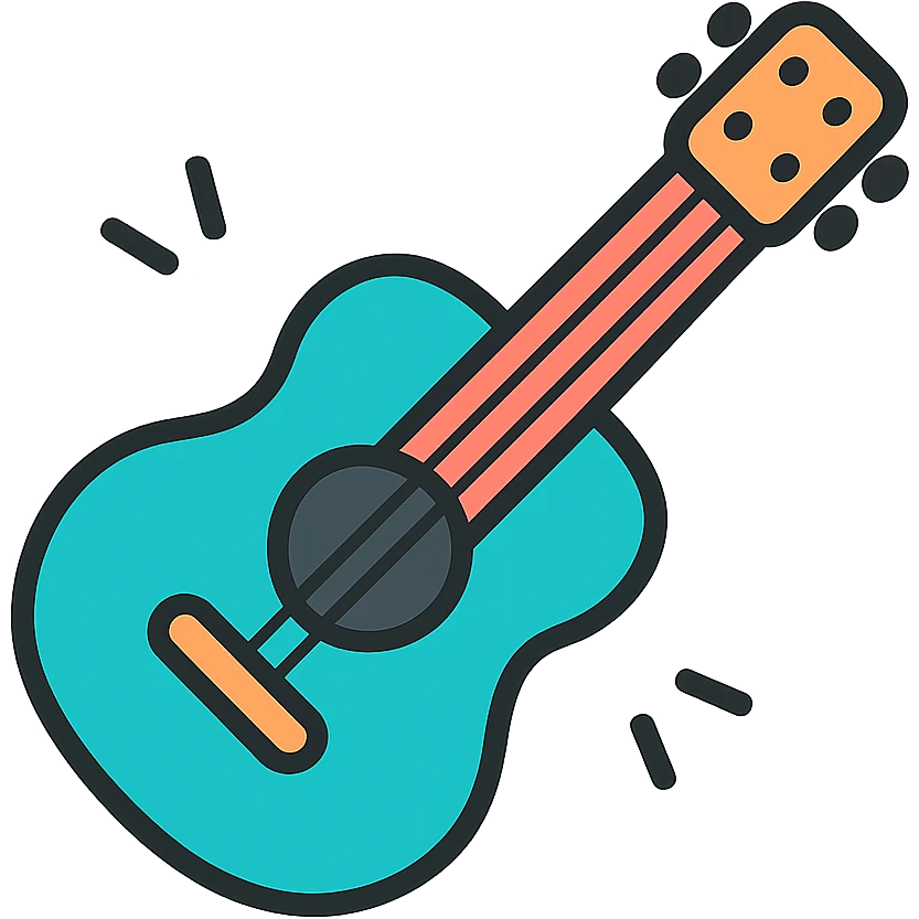 modern icon style guitar with a cool, relaxed vibe emoji