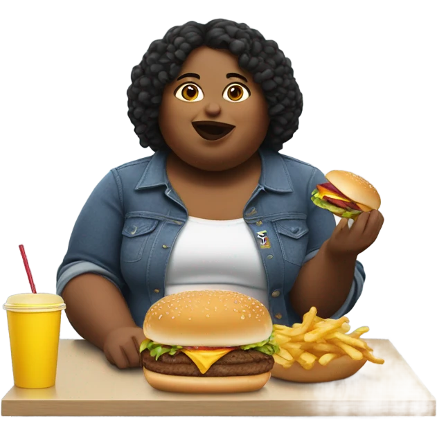 Fat woman eats fast food  emoji