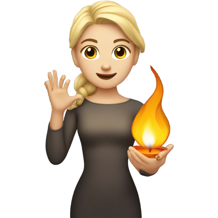 Blonde white girl holding fire emoji