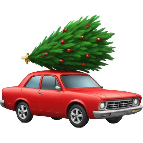 Red car with christmas tree on top emoji