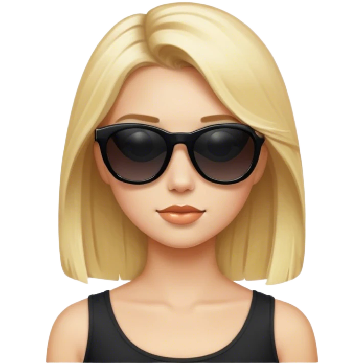Blonde girl with medium length hair and black sunglasses  emoji