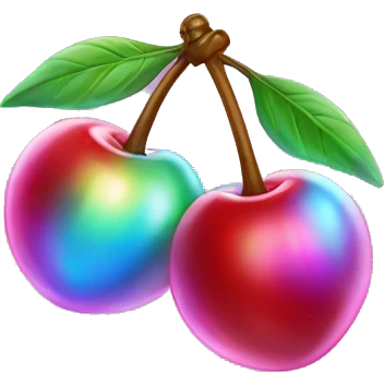 Holographic double cherries emoji