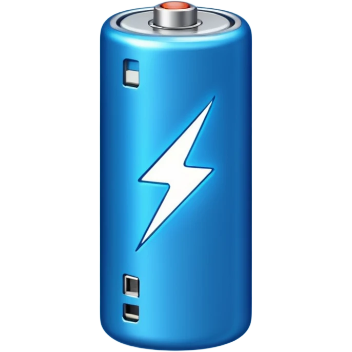 Blue battery with "200%" text on it emoji