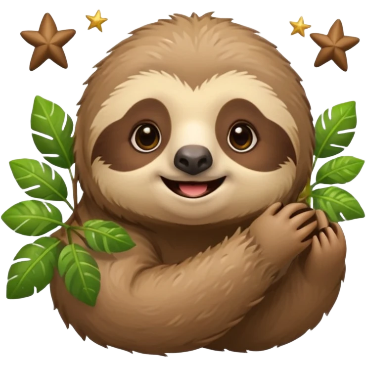 Perezoso que tenga dos  estrellas en los ojos  ósea que los ojos se conviertan en estrella y este sonriendo  tipo bimoji de iPhone pero de perezosos  emoji