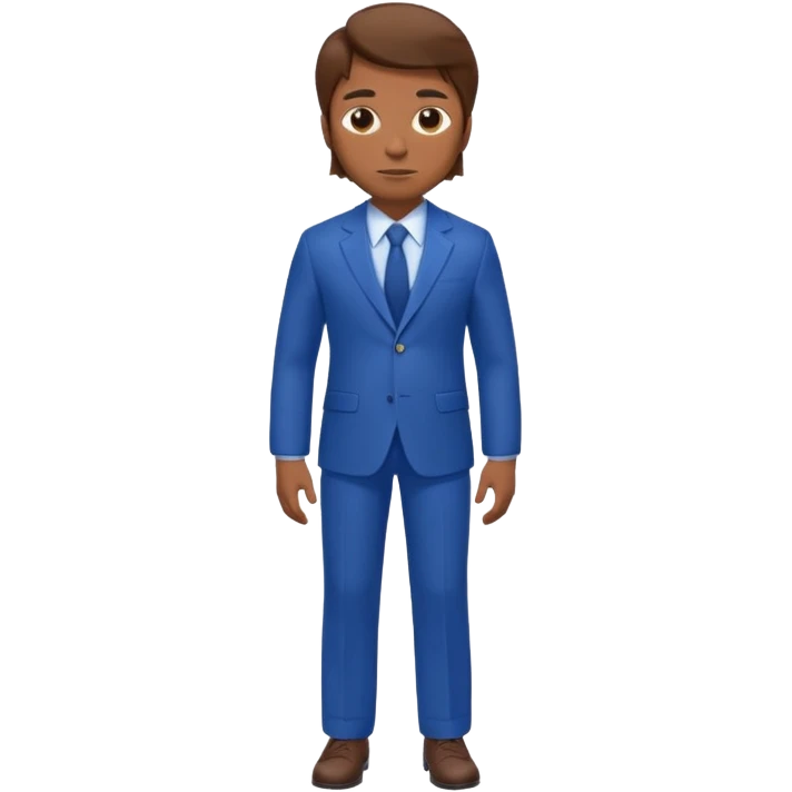 man with brown hair in blue suit whole body emoji