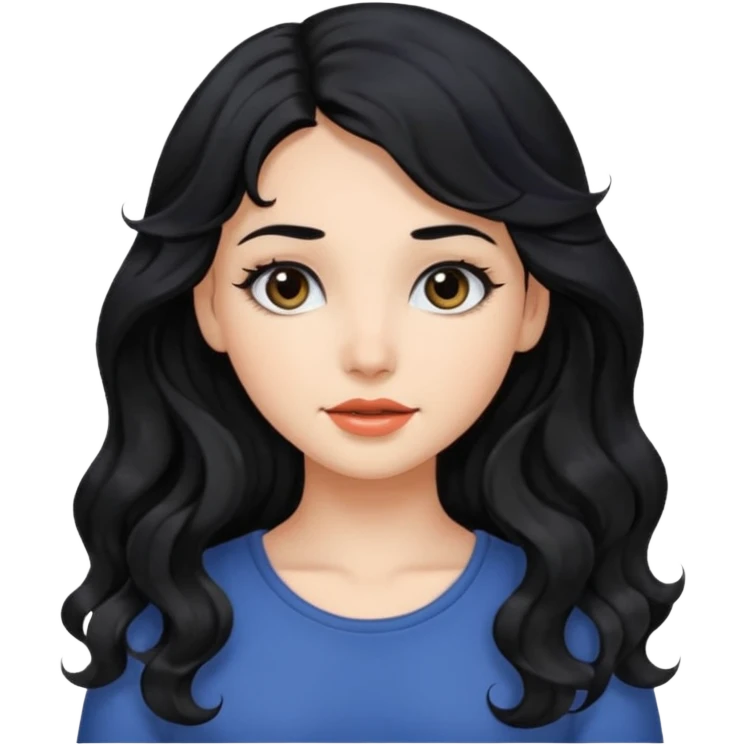Beautiful girl,Black hair,wavy hair，long hair,Black eyes  emoji