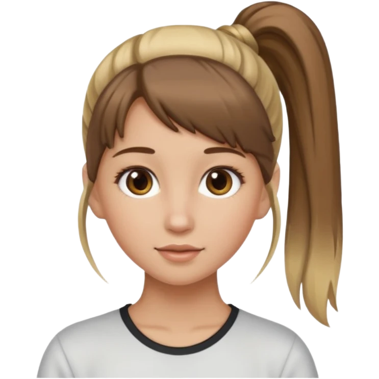 a brown haired girl with blonde highlights in a high ponytail but make her really pretty emoji