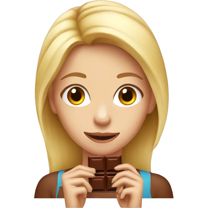 Blonde girl eating chocolate emoji