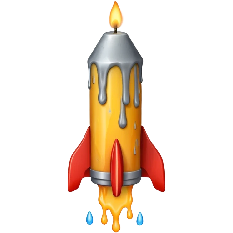 THe candle emoji on a 45* rocket emoji