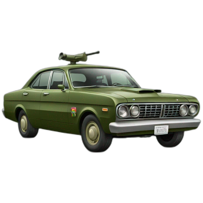 green old ford falcon with militar hat emoji