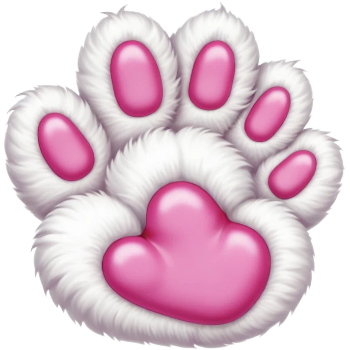 white cat paw with arm, from the bottom, vivid pink toe beans, cute emoji