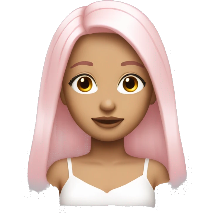 pretty angelic girl with straight light pink hair and long lashes emoji