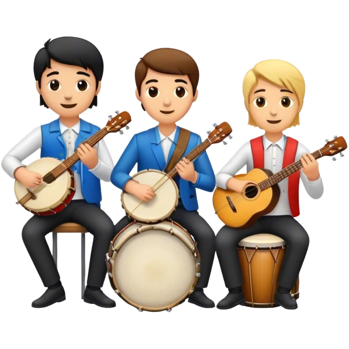 Bande of music 3 peoples one drum one guitar and one keys emoji