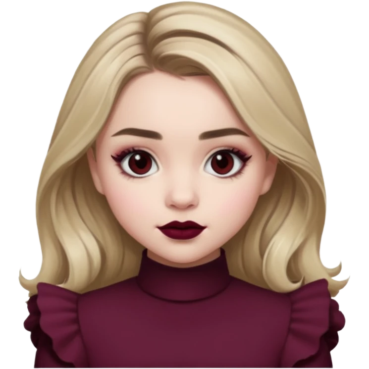 Sabrina carpenter grey eyes wearing burgundy lipstick  emoji